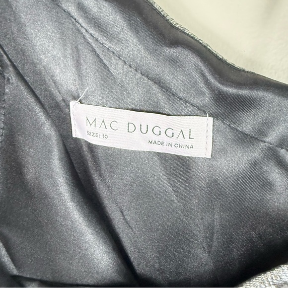 Mac Duggal 67906 Sequin Asymmetrical Ruffle Tiered Gown Women 10 Silver Dress - Picture 9 of 11